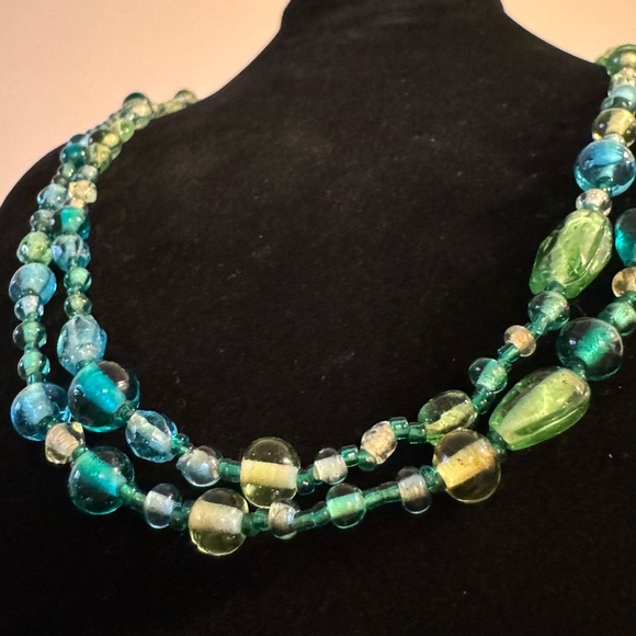 ⚜️3 for $30⚜️ Vintage Blue Beaded Station Necklace (Boho, Retro) - Picture 8 of 11